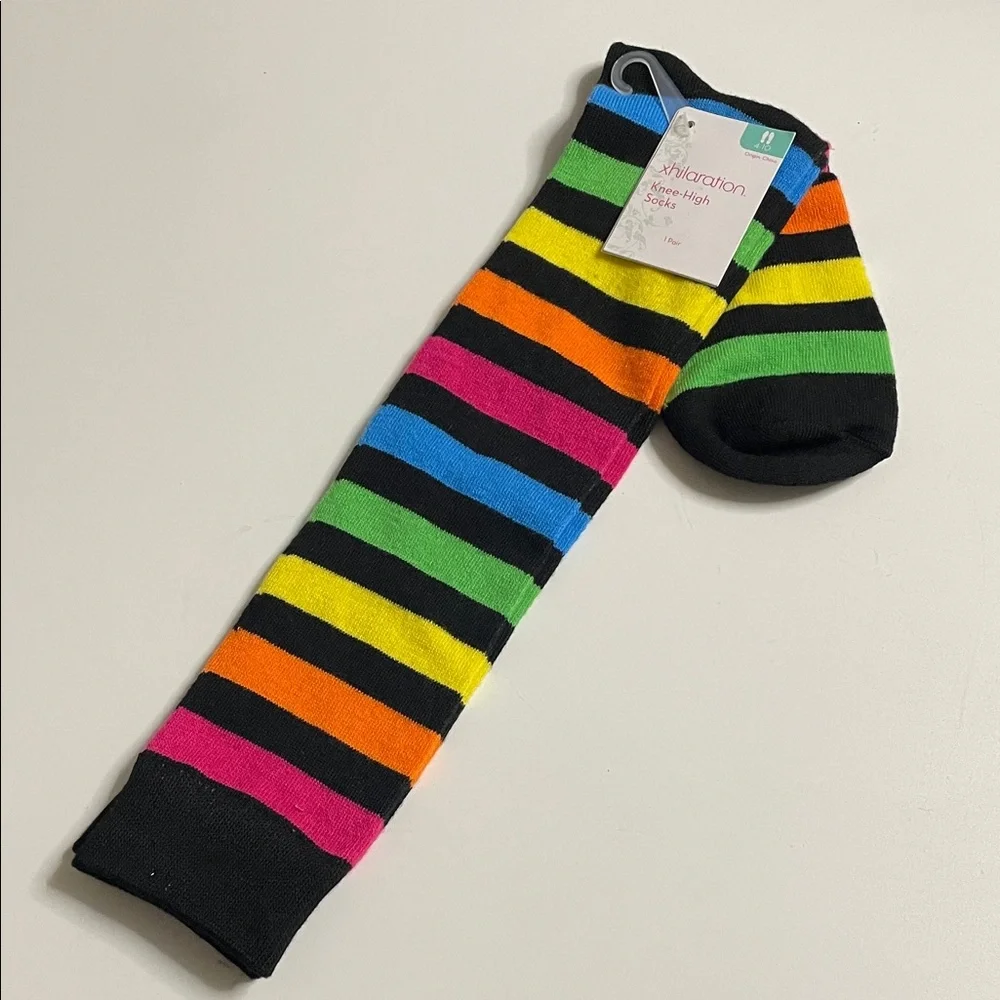 Rainbow Stripe Knee High Socks 4-10